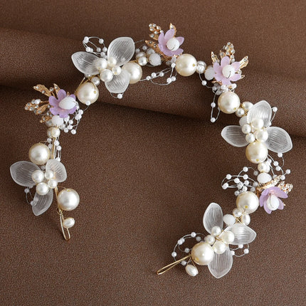Chinese Hair Pins and Side Clips Flower Hairpins Retro Headband for Women Girls Fairy Rhinestones Hanfu Dress Hair Accessories