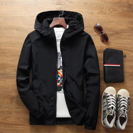 Men's Waterproof Outdoor Jacket - Hooded Windbreaker / Veste Extérieure Imperméable Hommes - Coupe-Vent à Capuche