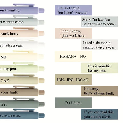 8/16Funny and Playful Plastic Pen——Retractable Ballpoint Pen，Printed with humorous text，Black Ink，Suitable for Office、School、Par