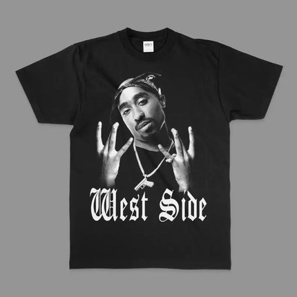 Tupac Shakur Crew Neck Printed T-Shirt Women Men Oversize Fit Short Sleeve Street Harajuku High Quality Cotton Casual Clothing