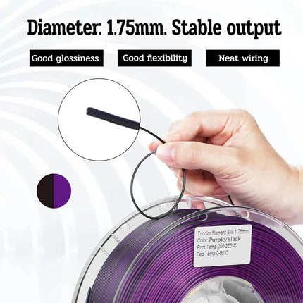 Dual Color Filament Silk PLA 1.75mm 1kg/500g/250g 3D Printer Filament High SpeedShiny PLA Multicolor Black Red Blue Bundle