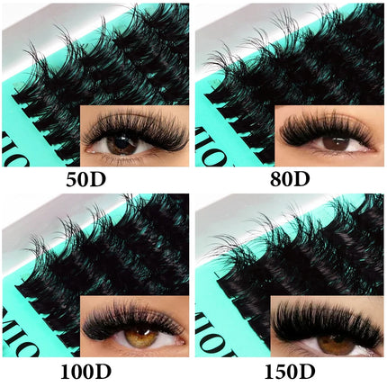 MIOFIA Wispy Thick Lashes Cluster 50D 80D 100D 150D Natural Fluffy False Eyelash Extension Cat Eye Lashes Mixed Tray Makeup