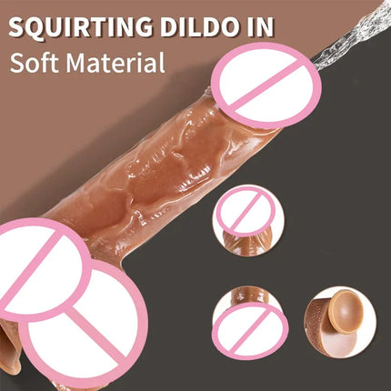 Realistic Vibration Squirting Dildos For Women Masturbation  Water Ejaculating Suction Cup Adult Anal Toy Sex Toy For Women 18+