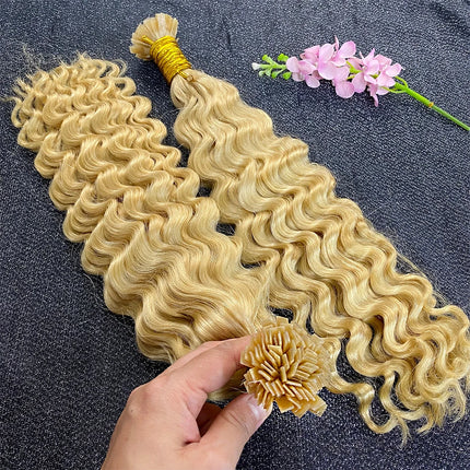 613 Flat Tip Hair Deep Wave 100% Human Vietnamese Bundles Extensiones Cabello Keratin K Tips Braiding Real Natural Fusion Hair
