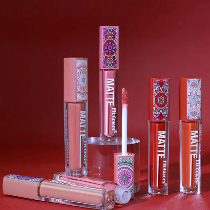 6Colors Waterproof Liquid Lipstick Matte Velvet Clay Texture Lip Gloss Bohemian Style Earth Brown Lasting Non Stick Cup Makeup