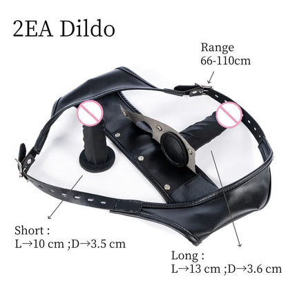 Ultra Sexy Silicone Dildo Sex Toy Kits with No Vibration Vaginal Anal Plug Harness Panties for Women Men Leather Bondage Gear