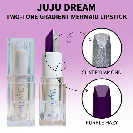 Two-In-One Dual-Color Gradient Silvery Pearl Long-Lasting Purple Lipstick,Doesn't Easily Fade For Christmas Valentine'S Day Gift