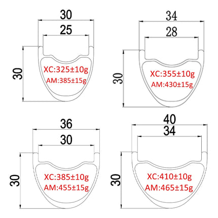 29er MTB XC AM 270g-465g Carbon Rim 28/30/32/34/35/36/38/40 Wide 23/25/28/30mm Deep Symmetric or Asymmetric UD 24/28/32/36Hole