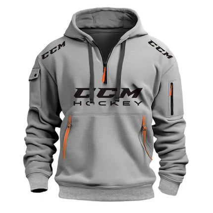 New Multi Pocket Zipper Fleece HOCKEY Sprots Hooded Casual Shirt for Men and Women Plus Size Loose Pullover Fashion Sweatshirt