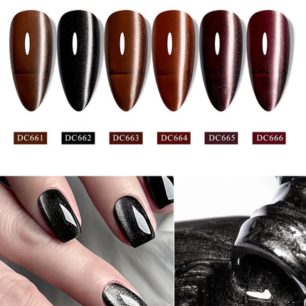 7ml Dark Coffee Glass Magnetic Gel Nail Polish Gentle Moonlight Gel Autumn And Winter Colors Soak Off Semi-Permanent Varnish