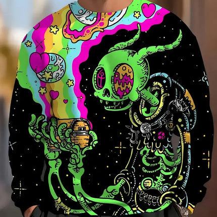 Funny Graffiti Sweatshirt 3D Printed Man Sweater Fashion Trendy Long Sleeve Sweatshirt Harajuku Streetwear Large Size Men's Tops