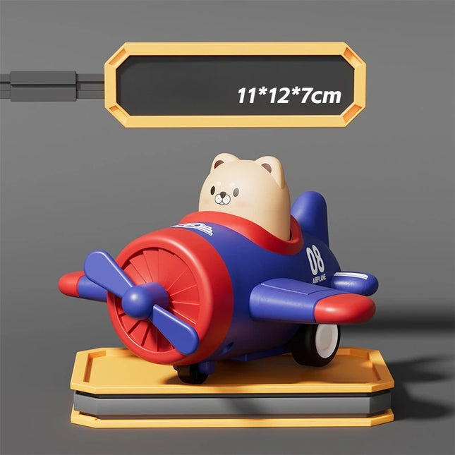 Baby Press Toy Car Cute Animal Inertial Glide Small Plane Safe Material Propeller Mobile Children's Early Education Puzzle Toy