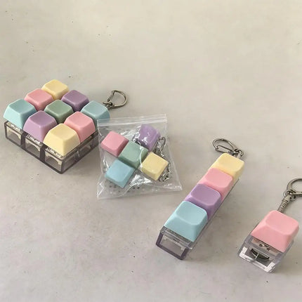 Press Keyboard Keychain Decompression Toy Macaron Axle tester Mechanical Keyboard Fidget Key Finger Toys For Adults Antistress