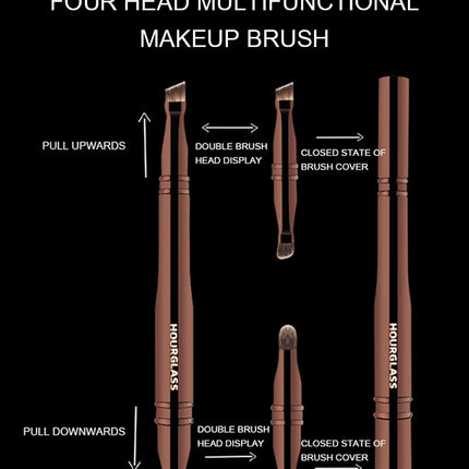 Hourglass Makeup Brush- No.25 Four-Head Multifunctional Brush Concealer Eyeshadow Eyebrow Brush Eyeliner Brush Makeup Brush