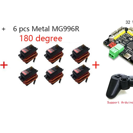 360 Degrees 6 DOF Robot Metal Alloy Mechanical Arm Claw Kit MG996R for Arduino Robotics Kit Educational Ps2 Programmable Toys