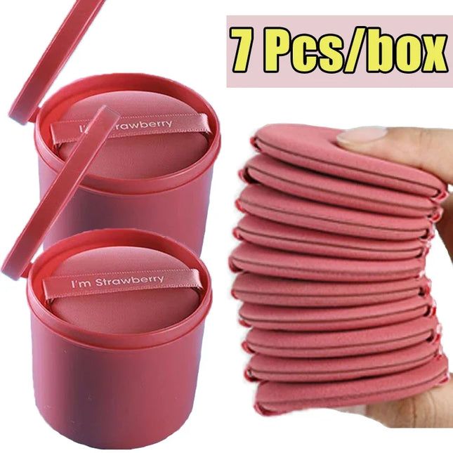 7 PCS Cosmetic Puff with Storage Box Double Side Soft Makeup Sponge Puff Women Face Concealer Foundation Makeup Application Tool