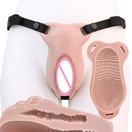 FAAK Male Hiding gaff Panties Male to Female Sex Toy Pads Strapon Insertable  Silicone Fake Vagina Clitoris Pads For Transgende