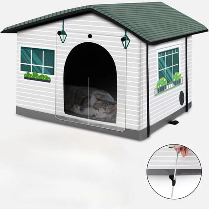 Outdoor Cat House Weatherproof Stray Cat Dog House Waterproof Outdoor Winter Warm Pet Cave Sleeping Beds Home Foldable Washable