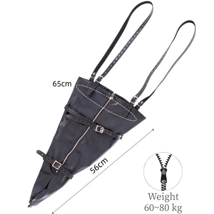 Metal Zipper Plus Size Single Arm Bondage Gloves with Adjustable Shoulder Straps Bag for Couple BDSM Fantasy Adult Sex Toys