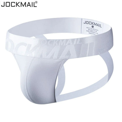 JOCKMAIL Jockstrap Men Underwear Sexy Mens String Bikini Briefs Cuecas Calzoncillos Hombre Slip Cotton Gay Mens Panties White