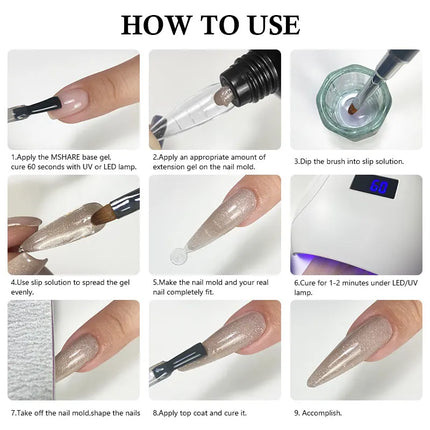MSHARE 50g Shimmer Pink White Acrylic Gel TPO Free Glitter Shiny Extension Acryl Hard Gel Nails Sculpting Construction