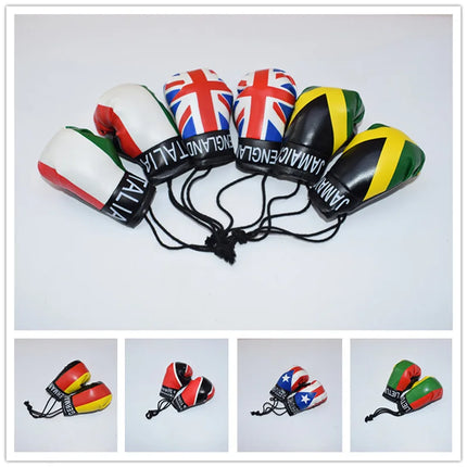 Simulation Boxing Glove Pendant Keychain Boxing Gym Match Flag Glove 10CM Bag Car Rearview Mirror Pendant Boxing Fan Gift