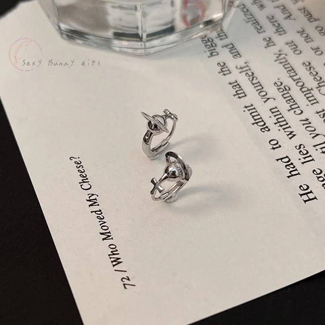 1Pair Korean Style Cross Cosmic Planet Saturn Stud Earrings Vintage Metal Earrings For Women Wedding Party Fashion Jewelry Gift