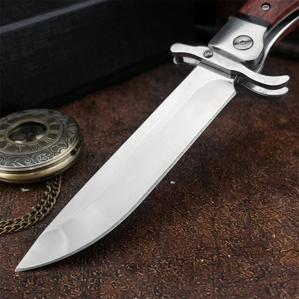 Russian NKVD EDC Hunting Pocket Folding Knife 440c Blade Wood Handle Camping Hunting Outdoor Knife with Leather Sheath