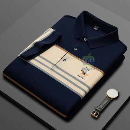 Luxury Embroidery Men's Polo Shirt Summer Thin Breathable 95%Cotton Hip-Hop Harajuku Black Lapel Short-Sleeved Tops Male M-4XL
