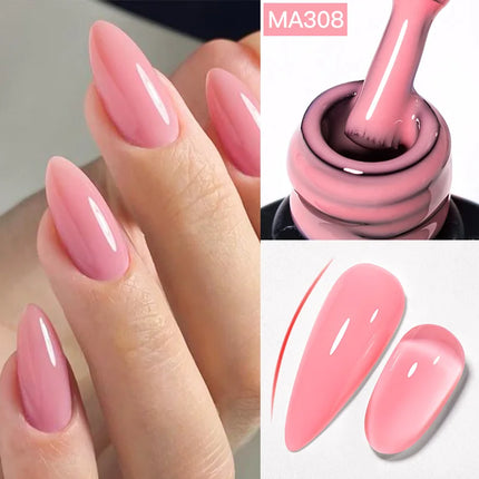 MEET ACROSS 7ml Rubber Base Gel Glitter Nude Pink White 2 In 1 Gel Nail Polish Nail Art Varnish For Nails Winter Autumn Manicure