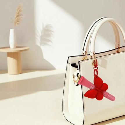 Silicone Lip Balm Holder with Clip-On Keyring and Sweet Bowknot for Outdoor Adventures
