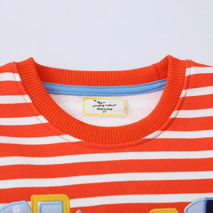 Jumping Meters 2-7T New Arrival Kids Cars Embroidery Autumn Boys Sweatshirts Long Sleeve Baby Clothes Hot Selling Striped Shirts