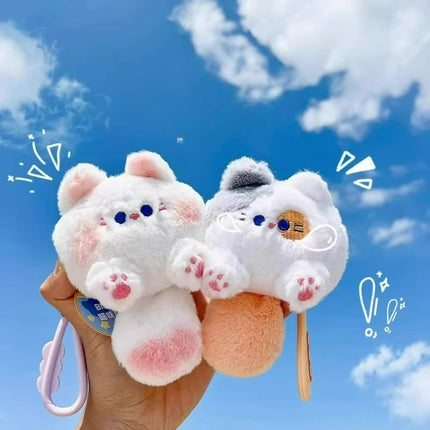 1-4pcs Cute Plush Small Cat Doll Keychain for Couple Soft Cotton Stuffed Animal Keyring Backpack Pendant Decoration Student Gift