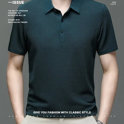 Brand Clothes Summer New Men's Short Sleeve T-shirt Ice Silk Cool and Breathable POLO Shirt Business Casual Sweat-absorbing Top