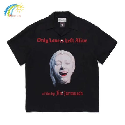 Film Character Printing Hip Hop Wacko Maria Shirt Men Women Loose High Street Top Black White Short Sleeve Shirts