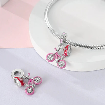 925 Sterling Silver Motorcycle Sports Car Bicycle Charms Pendents Fit Qikaola Original Bracelets Fine DIY Birthday Jewelry Gifts