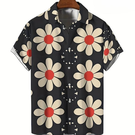 Floral Shirts Men's Hawaii Holiday Party Blouse 2025 Lapel Beach Shirt Flower Camisas Short-sleeved Womens Clothes