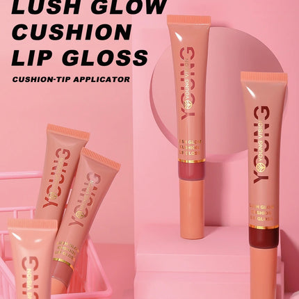 YOUNG VISION  6 color Liquid Water Brightening Lip Color Plush Brush Head Squeezing Lip Color Moisturizing  Lip Glaze