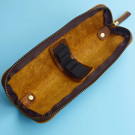 Nature Cowhide Pencil Case Zipper Pen Holder Organizer Protection Bag Handmade Genuine Leather Pencilcase Office School Supplies