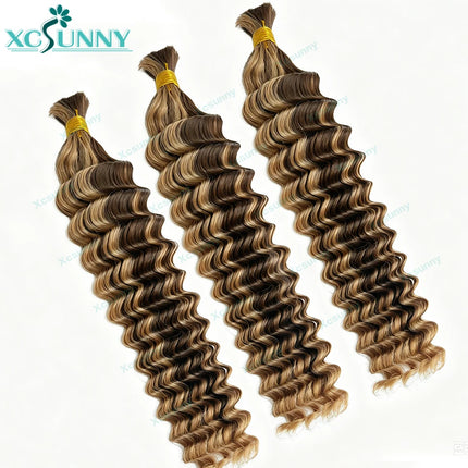 Deep Wave Bulk Human Hair For Braiding Hair For Boho Braids Human Hair Bundles 4 27 30 No Weft Knotless Remy Hair Extensions
