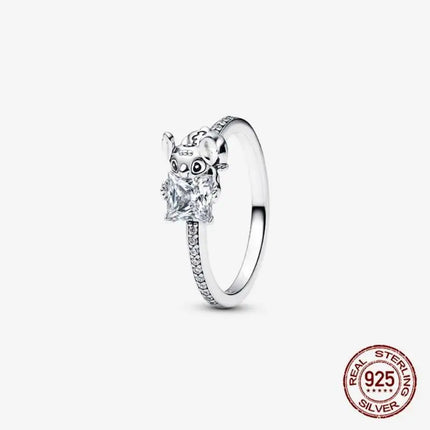 925 Sterling Silver Open Ring Style CZ Paved Heart Butterfly Flower Colorful Gemstone Ring For Women Daily Wear Jewelry Gift