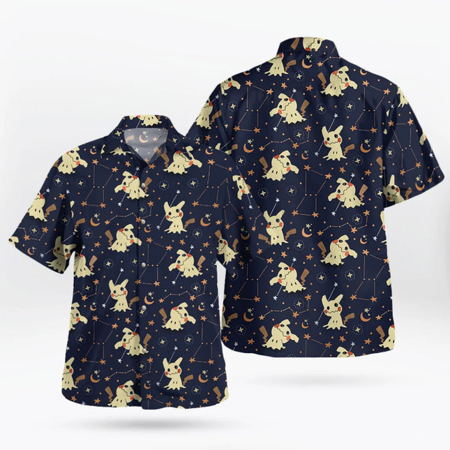 Mimikyu Night Sky Hawaiian Shirt – Pokemon Inspired Starry Aloha Style Summer Sports Men's T-Shirt Kid's Clothing Tee Y2k Woman