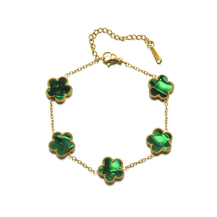 316L Stainless Steel Lucky Five-Petal Flower Bracelet For Woman Stylish Plum Blossom Five-Leaf Clover Party Exquisite Jewelry