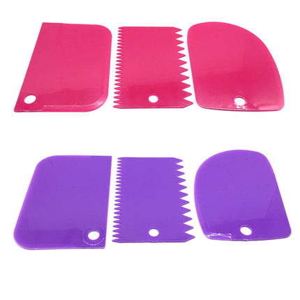 3Pcs Cream Scraper Suit DIY Kitchen  Straight Arc Tooth Shape Cream Bread Cutter Plastic Cake Pasty Scraper Baking Fondant Tools
