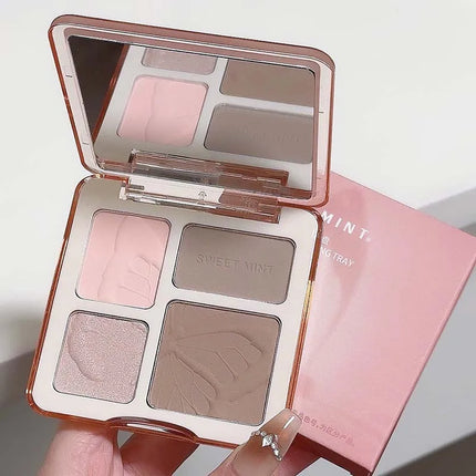 Sweet Mint Highlighter Contour Shading Powder Palette Makeup Matte Bronzer Highlight Glitter Brighten Face Blush Nose Contouring