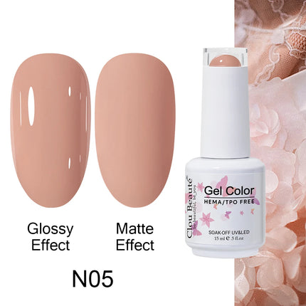 Clou Beaute 15ml HEMA TPO FREE Color Gel Nail Polish Nude Pink Red Green Collection Nail Gel Polish Glitter Soak Off UV LED Gel