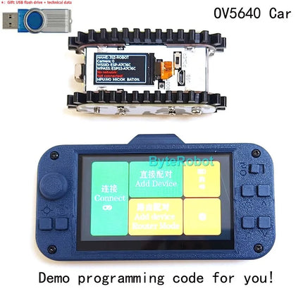 Mini Car Metal Tank Chassis Scout Trolley Tank for ESP32 Vscode Programmable Robot App/Handle Control ESP32-S3 Tractor Crawler