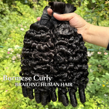 Human Braiding Hair Bulk for Boho Braids Burmese Curly Boho Hair for Braiding Knotless Burmese Curly Bulk Hair Extension No Weft