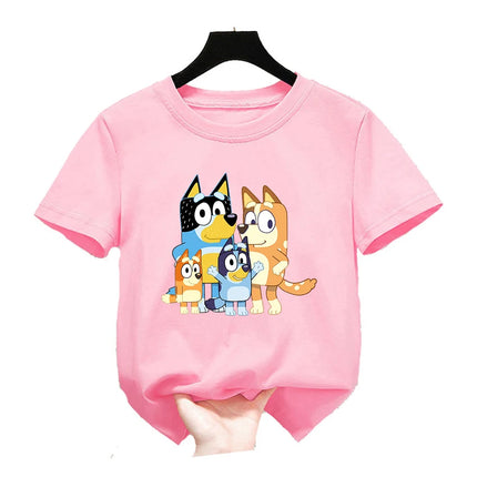 Bluey Girls T-shirt Kids' Clothing Summer Printed Cartoon Tees Short Sleeve Kids' Cotton Outfits Tops