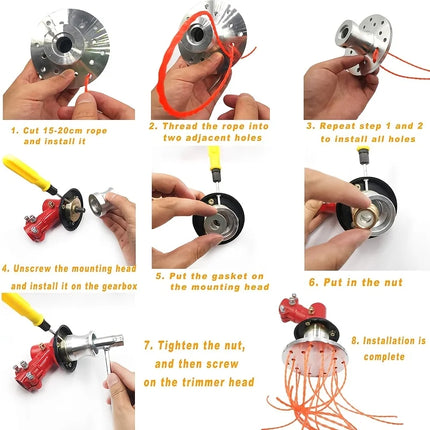 Upgrade 16 Line Aluminum Trimmer Head Durable Easy Install Universal Lawn Mower Strimmer Replacement Weed Cutter Head